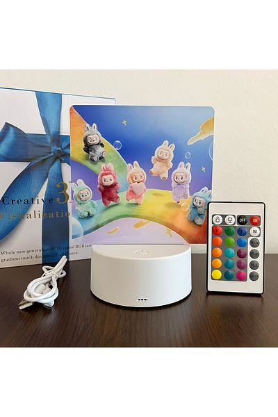 ILUMISHOP LED night light, Labubu, 16 colors, with remote control, USB or 3AA power supply