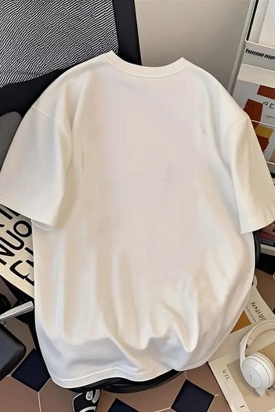 Tarz Cool Men's Vibrant White Oversize Crew Neck Printed T-Shirt