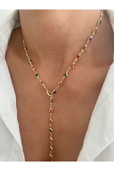 MagicStone Kalp Taşlı Altın Renk Y Kolye