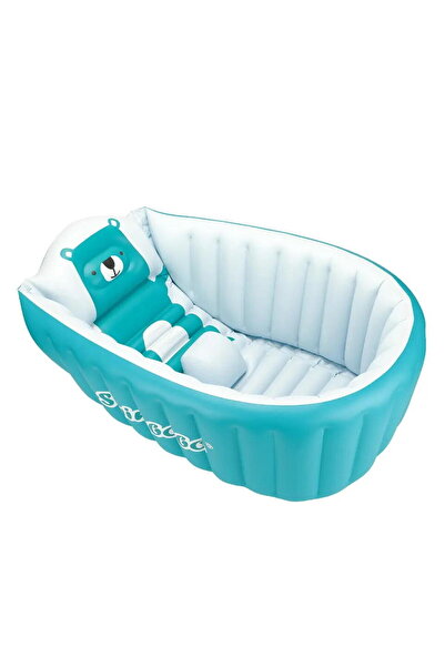 SMARTECH Cadă de baie gonflabilă pentru bebeluși și copii, design ergonomic, portabilă, pliabilă, mini piscină de călătorie, albastră