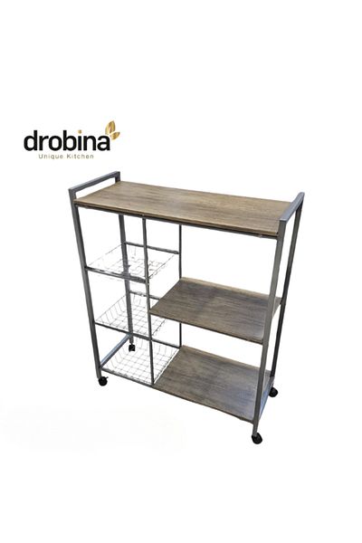 drobina 3-Tier Wooden Kitchen Storage and Organization Rack