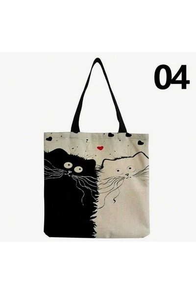 saratremo Geantă tote cu design pisică 04 – 100% in, 40x38 cm