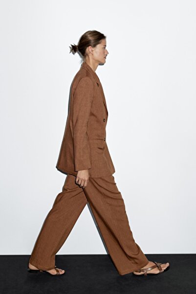 Massimo Dutti Keten karışımlı geniş paça pantolon