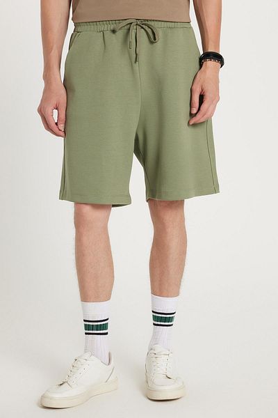 Tudors Men's Relax Fit Relaxed Cut Khaki Bermuda Shorts with Side Pockets