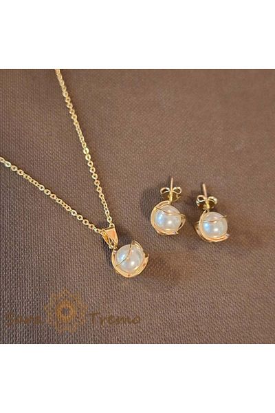 saratremo Gold plated jewelry set Captive Pearls