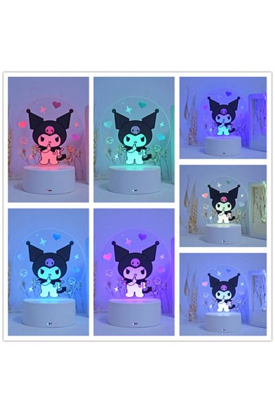 ILUMISHOP LED night light, Kuromi, 7 colors, ambient light, USB or 3AA power supply