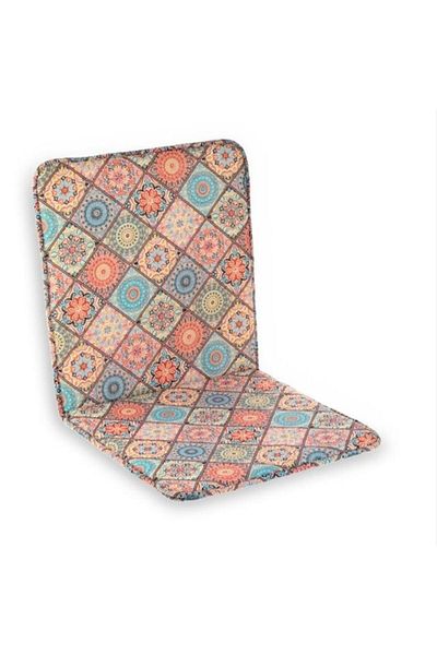 OEM Seat Cushion with Backrest for Outdoor Use, Coral with Tile Pattern, 87x43x2cm