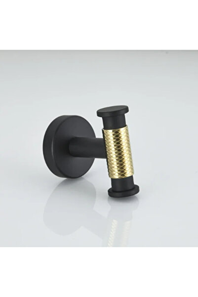 LUXXO Double bathroom hanger for towel/robe, matte black with glossy gold accent