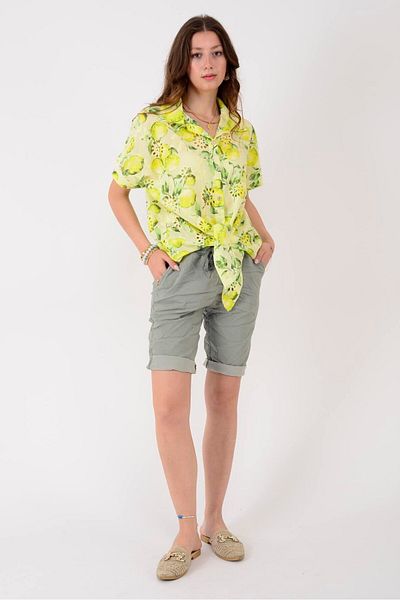 Park Moda 24050 Lemon Pattern Fistol Tie-Blue Bluz