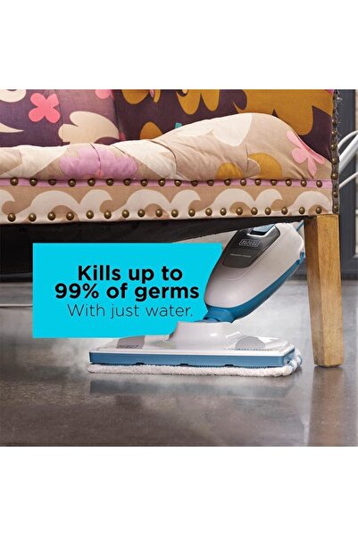 Black&Decker BLACK+DECKER 1300W Steam Mop with Superheated Steam Swivel Head and Microfibre Pad for Home, Office