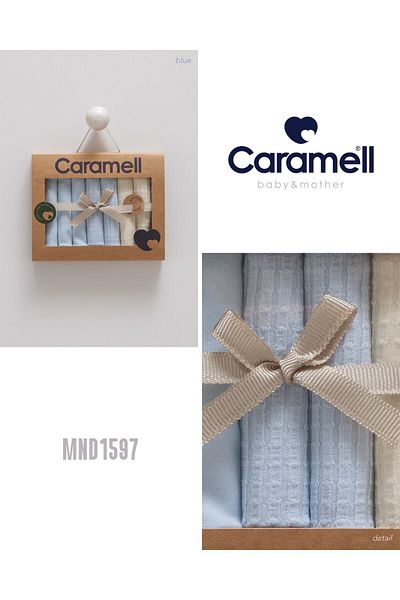Caramell My Baby Kumsal 100% Cotton 7 Pack Baby Mouth Wipes New Season Soft Colors Blue 1957