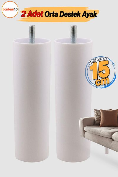 Badem10 Picioare de suport 2 bucăți 15 cm Mobilier Canapea Fotoliu Baza de ridicare Picioare cu șuruburi M8 Alb