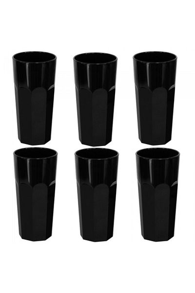 Raki Set of 6 polycarbonate glasses BLACK 360ml 75xh148mm