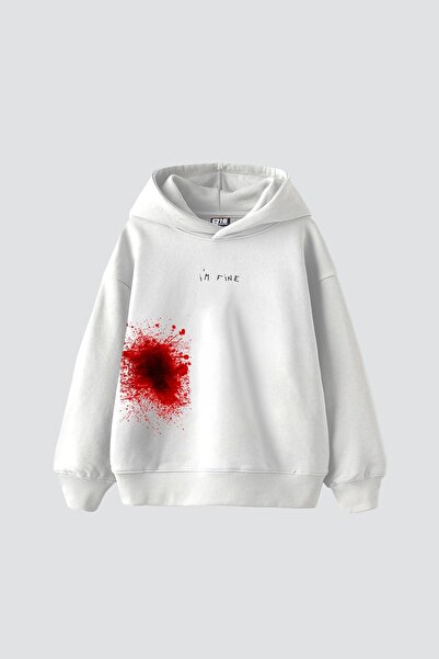 Sekizbiraltı Λευκό φούτερ με στάμπα I m Fine Oversize Unisex