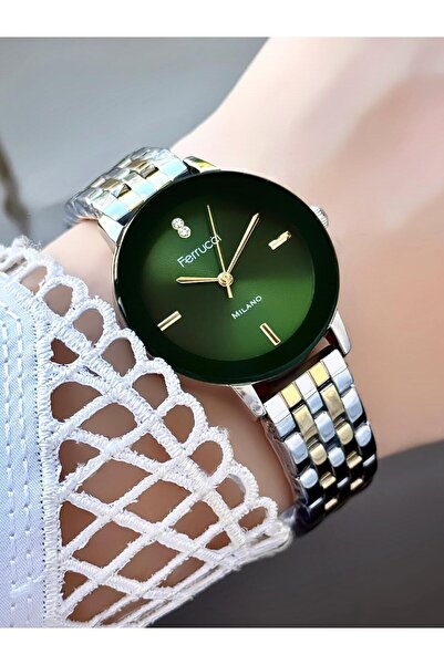 Ferrucci ساعة ميلانو النسائية - سوار معدني، تفاصيل حجرية