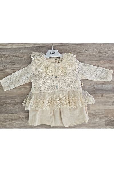 Miniborn Baby Linen Laced Dress