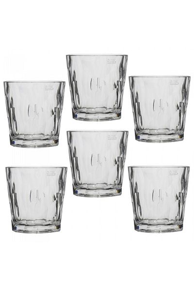Raki Set 6 pahare whisky policarbonat DIAMOND CLEAR, 250ml, D8,7xh9cm
