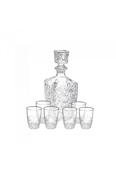 Bormioli Rocco Set of 780ml carafe with 6 85ml liqueur glasses BORMIOLI ROCCO DEDALO