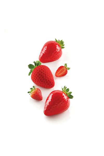 silikomart Silicone Mold Fruit 3d, Strawberry, Fragola 120, 5 Cavities, 60×77×54mm, 120 ml