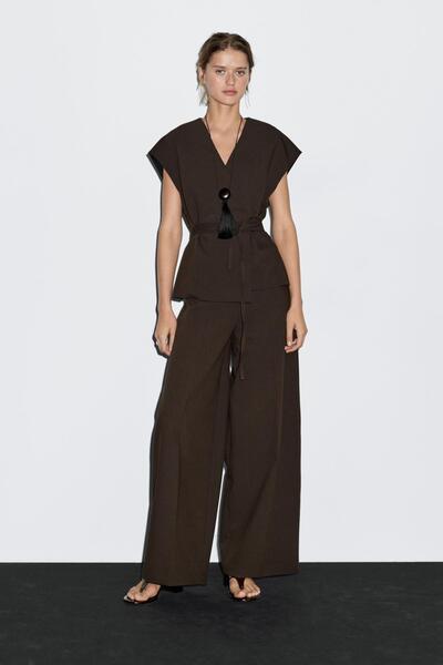 Massimo Dutti Yüksek bel geniş paça pantolon