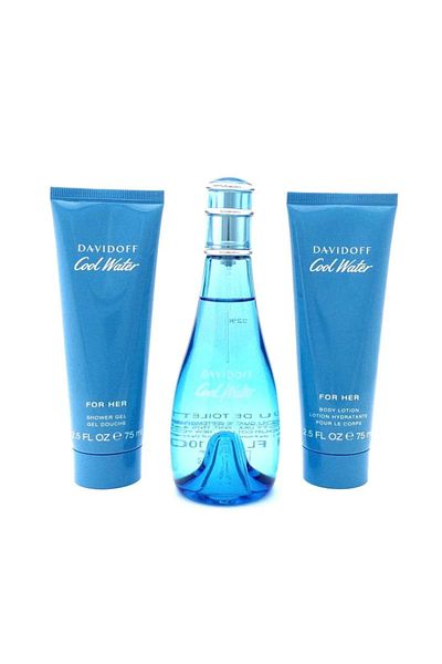 Davidoff Cool Water, Women's Gift Set - Eau de Toilette 100ml + Perfumed Body Lotion 75ml + Shower Gel 75ml