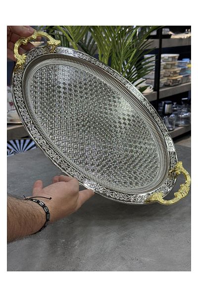 Doğudeko Oval Metal Large Luxury Tray