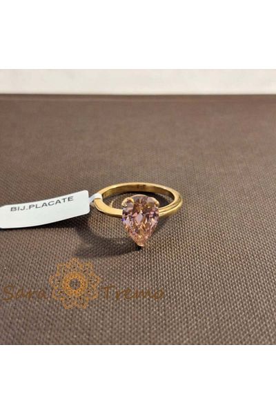 saratremo Gold-plated ring with pink zirconia crystal