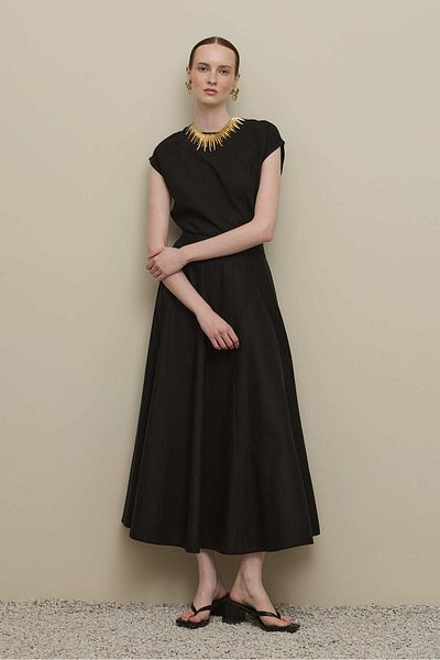 Fahhar Godeli Lyocell Linen Skirt Black