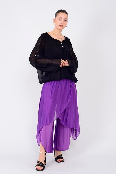 Park Moda 9114 Lace Detail Silk Bluz