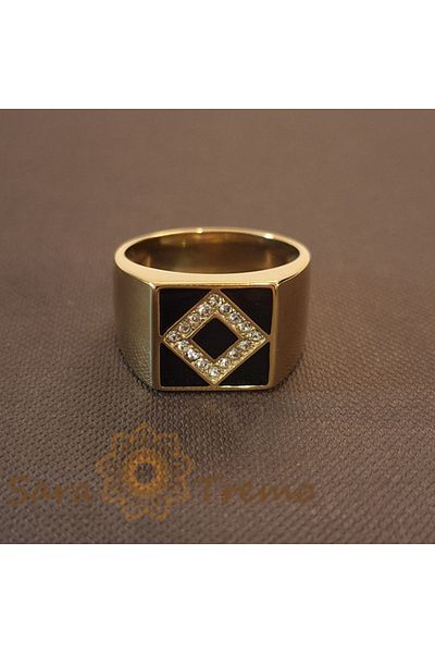 saratremo Masonic Ring with Zirconia Crystals, Width 1.3 cm – Luxury Brazil Collection