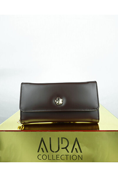 Aura Collection Online محفظة نسائية من الجلد الصناعي بسحاب كبير الحجم ومتعددة...