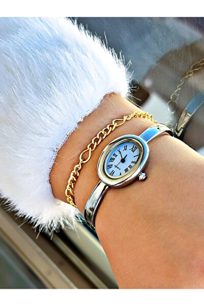 Tisaati Premium Series Special Design Luxury Series Handcuff Model Roman Numeral Women's Wristwatch-Wristband Gift