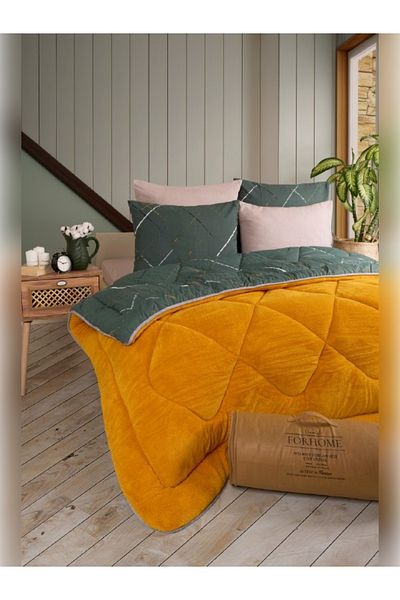 Sudemhome Double Welsoft Sleeping Set Double Sided Wellsoft Fluffy Fleece Quilt and Battal Fitted Sheet