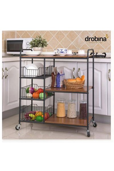 drobina 3-Tier Kitchen Storage and Organization Rack Grey