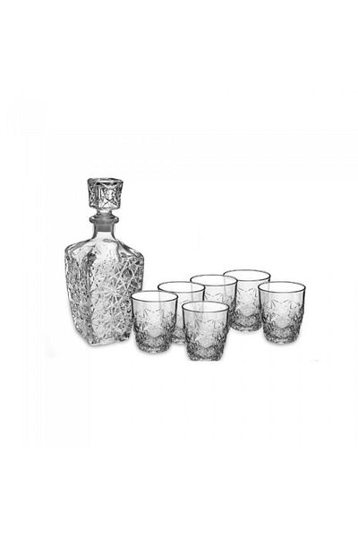 Bormioli Rocco Set of 780ml decanter with 6 260ml whiskey glasses BORMIOLI ROCCO DEDALO