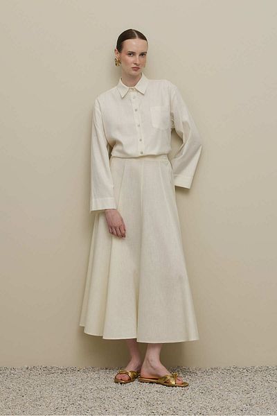Fahhar Godeli Lyocell Linen Skirt White
