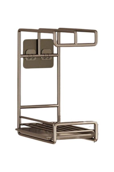 huitich Punch-Free Stainless Steel Kitchen Rag Rack Silver Wall-Mounted/Countertop