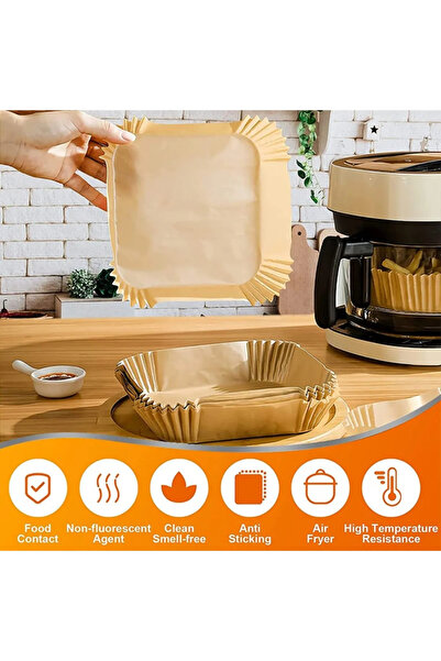 Genel Markalar 50 Adet Airfryer Pişirme Kağıdı Fritöz Kağıdı Fırın Kağıdı Tek...