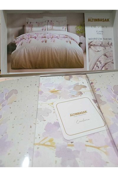 Altınbaşak 100% Cotton Double Duvet Cover Set Clara Pebble