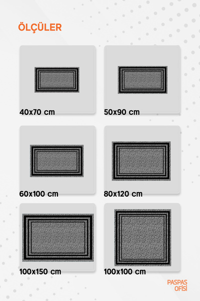 Paspas Yap Dikdörtgen Çerçeveli Dış Kapı Paspası - Kıvırcık Paspas - Suya Dayanıklı - 3 Çizgili Model