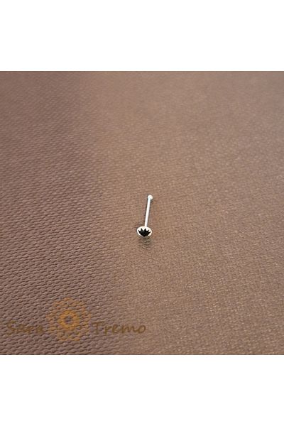 saratremo Piercing de nas din argint cu cristal de zirconiu negru - fabricat în Thailanda