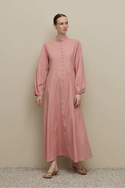 Fahhar Britli Lyocell Linen Dress Pink