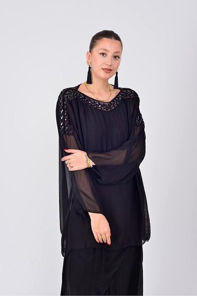 Park Moda 9889 Sequence Detailled Silk Bluz