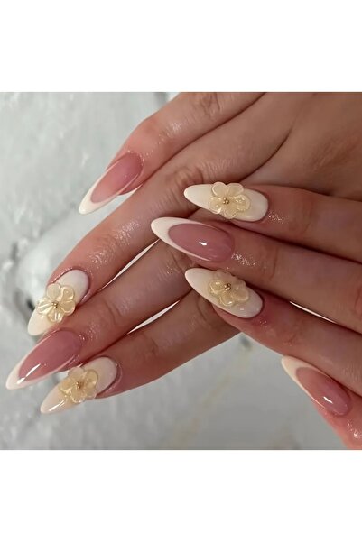 PİRAYE AKSESUAR 24'lü 3D Butter Yellow Çiçek ve Ombre Detaylı Fransız Stil Ba...