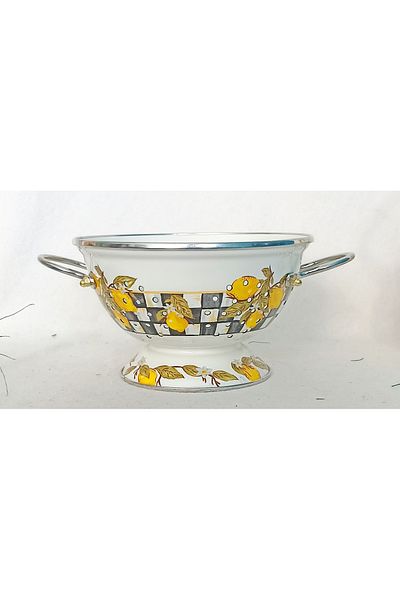 EBRULİEMAYE Vintage Enamel Lemon Spring Decor 22 cm Diameter Colander Colander