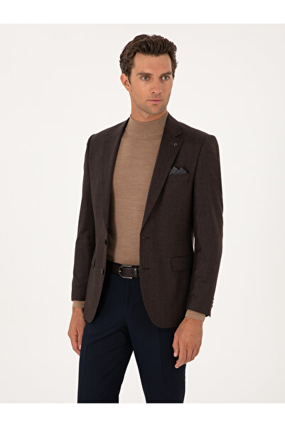Cacharel Kahverengi Slim Fit Yün Karışımlı Ceket 50292488-VR029