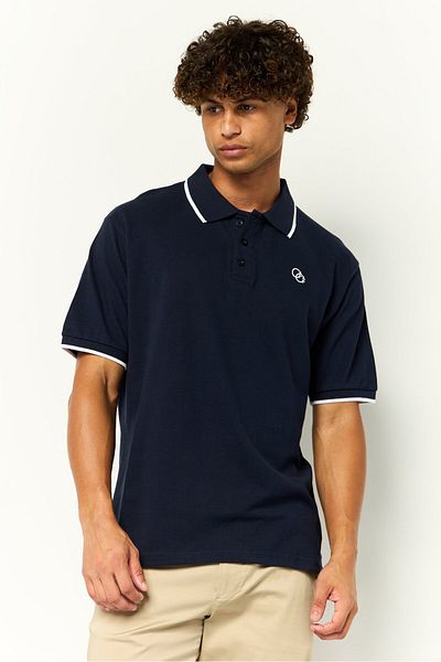 Cavalli Class Men Regular Fit Embroidered Logo Short Sleeves Polo Shirt, Navy