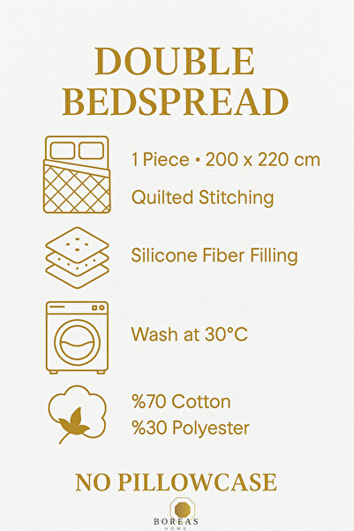 Boreas Home Gülce Çift Kişilik Çok Amaçlı Kapitoneli Yatak Örtüsü