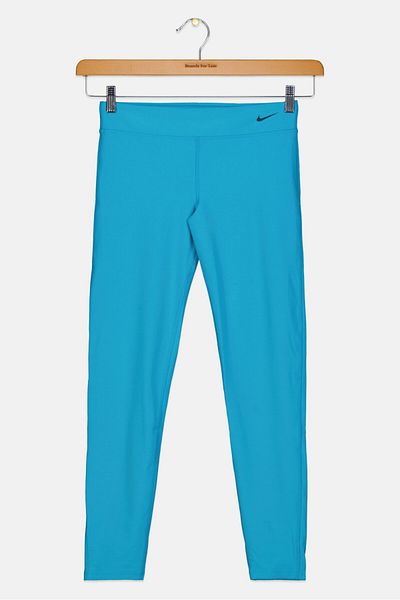 Nike Kids Girl Tight-Fit Brand Logo Leggings, Aqua Blue