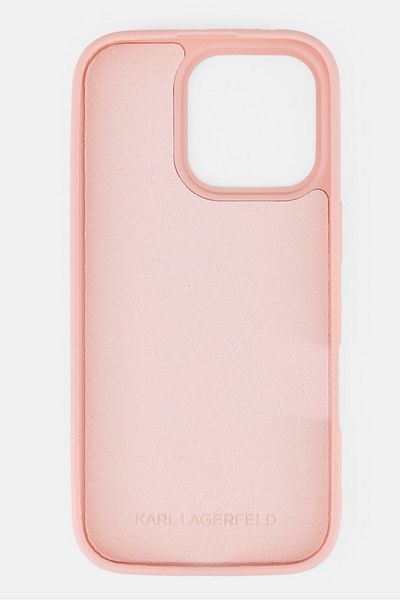 Karl Lagerfeld جراب iPhone 16 Pro Ikonik Graffiti Logo مع غطاء TPU صلب من السيليكون، وردي